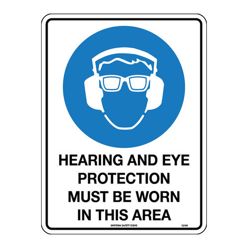 HEARING & EYE PROTECTION MUST BE WORN, 300X225MTL