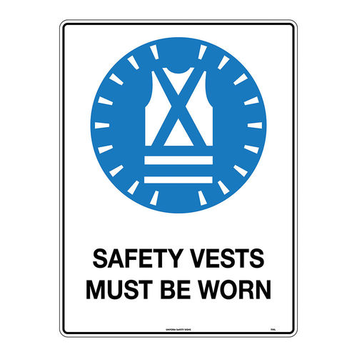 300x225mm - Metal - Safety Vests Must be Worn, EA