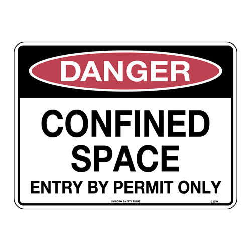 300x225mm - Self Adhesive - Danger Confined Space Entry By Permit Only, EA