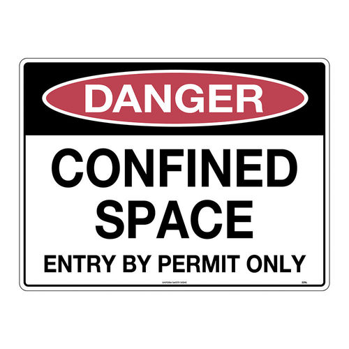 DANGER, CONFINED SPACE, ENTRY BY PERMIT ONLY , 240 X 180  S/ADH