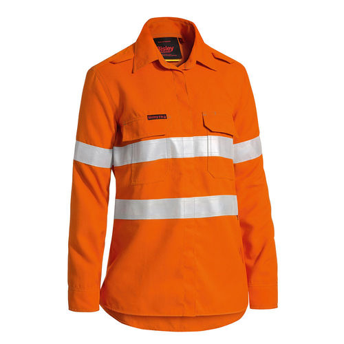 BISLEY TENCATE TECASAFE WOMEN'S TAPED HI VIS FR LIGHTWEIGHT VENTED LONG SLEEVE SHIRT