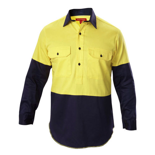 Hard Yakka Foundations Hi-Vis Closed Front Long Sleeve Shirt