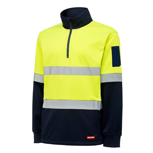 YAKKA 1/4 ZIP HI VIS, D/N BRUSHED FLEECE, JUMPER