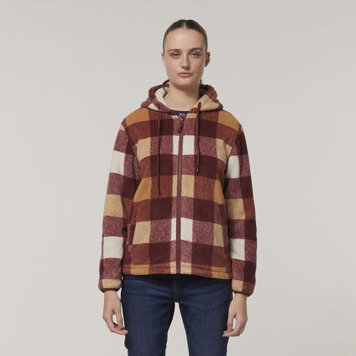 `YAKKA WOMENS CHECK ZOODIE, SHERPA LINED, F/ZIP,