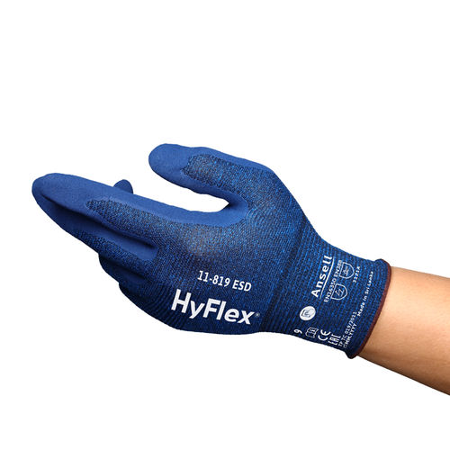 ANSELL HyFlex ESD Nylon liner with Foam nitrile FORTIX Palm Glv,