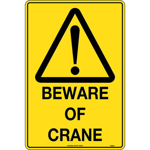 450x300mm - Metal - Beware of Crane