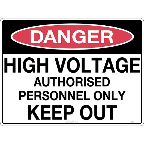 300x225mm - Poly - Danger High Voltage Unauthorised Personnel Keep Out