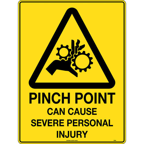 300x225mm - Self Adhesive - Caution Pinch Point Can Cause Severe Personal Injury