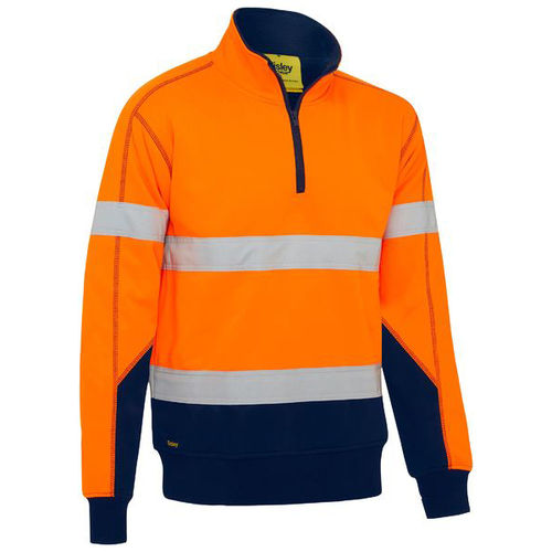 BISLEY TAPED HI VIS 1/4 ZIP FLEECE PULLOVER