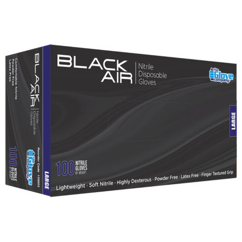 TGC BLACK AIR PF NITRILE GLOVES, *BX100*,