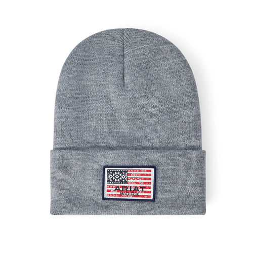ARIAT Wns Rebar SouthWest Flag Patch Beanie - Heather Grey