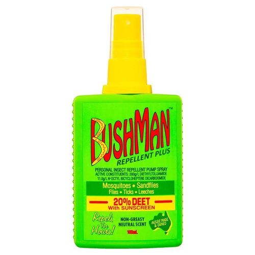 Bushman Plus (BP100P) Pump Insect Repellent + Sunscreen 100ml 20% DEET