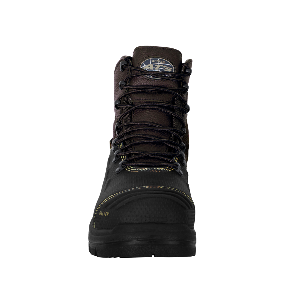 Oliver 65-490Z 150mm High Leg Zip Sided Steel Toe Caustic Waterproof Safety Boot - Brown