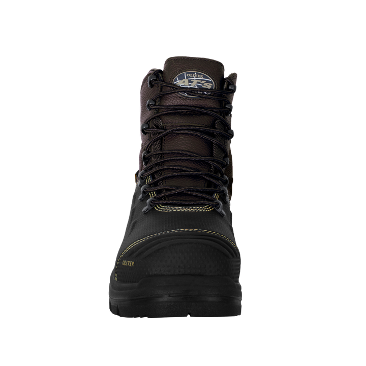 Oliver 65-490Z 150mm High Leg Zip Sided Steel Toe Caustic Waterproof Safety Boot - Brown