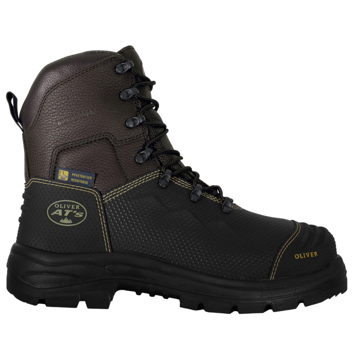 Oliver 65-490Z 150mm High Leg Zip Sided Steel Toe Caustic Waterproof Safety Boot - Brown