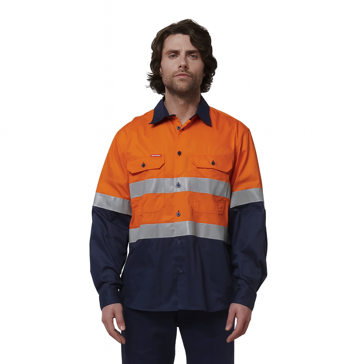 Hard Yakka Men's Core Vented Cotton Drill Taped Work Shirt Y07940