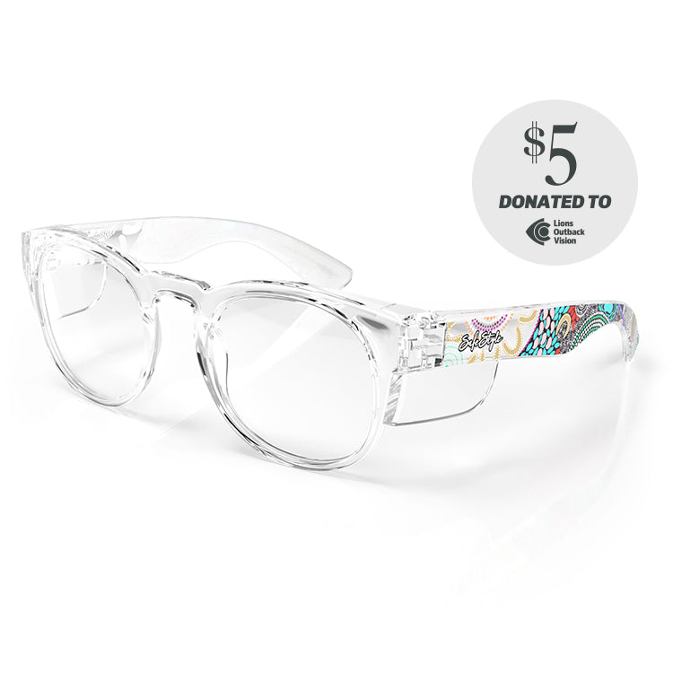 SafeStyle Fusions Clear Frame/Clear Lens Indigenous Art #1 Safety Specs, PR