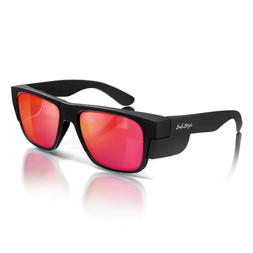 SafeStyle Fusions Matte Black Frame/Mirror Red Polarised Safety Specs, PR