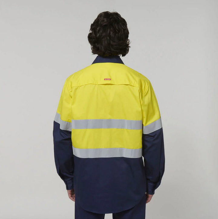 Hard Yakka Men's Core Vented Cotton Drill Taped Work Shirt Y07940