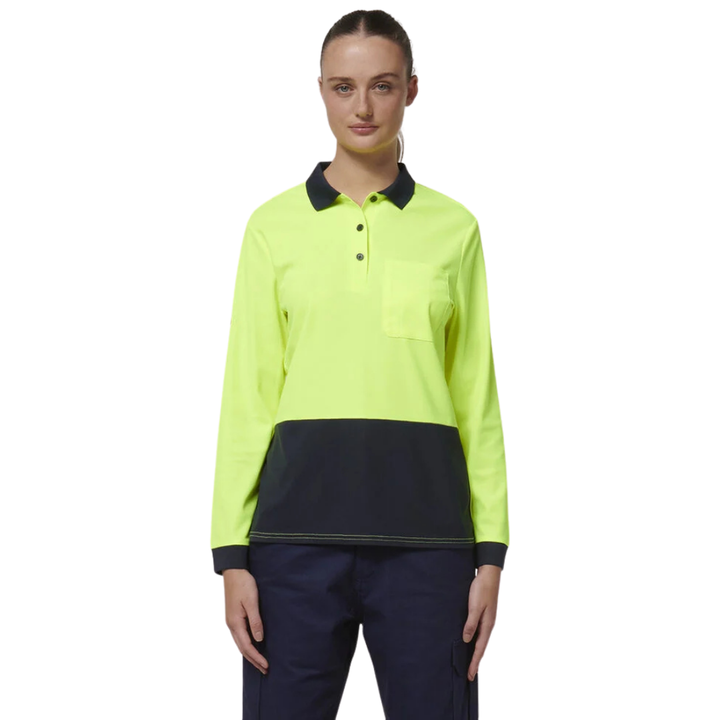 Hard Yakka Women's Core Hi-Vis Long Sleeve Polo   Y08603