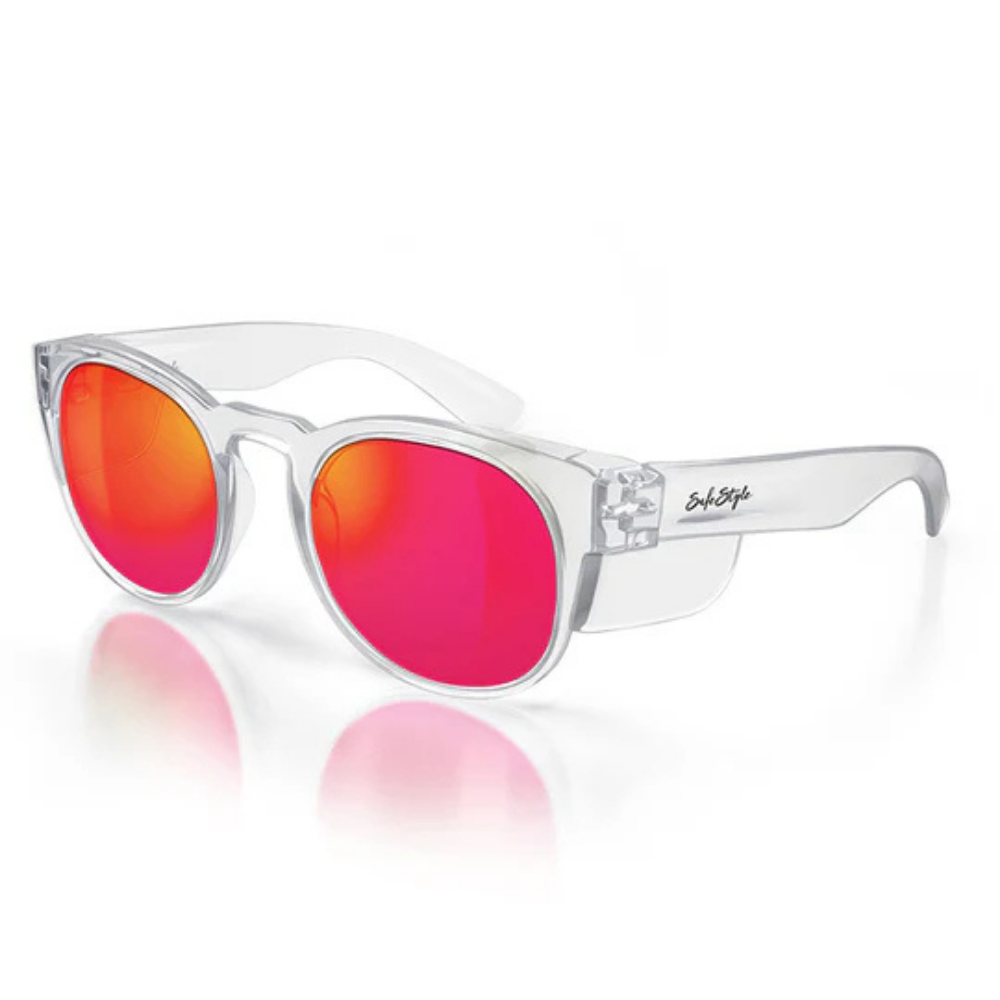 SafeStyle Cruisers Clear Frame/Mirror Red Polarised Safety Specs, PR