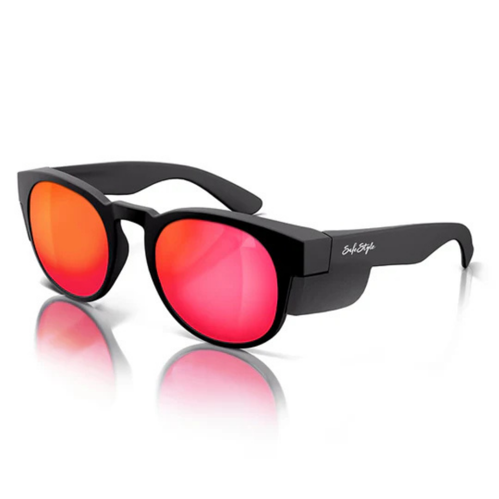 SafeStyle Cruisers Matte Black Frame/Mirror Red Polarised Safety Specs, PR