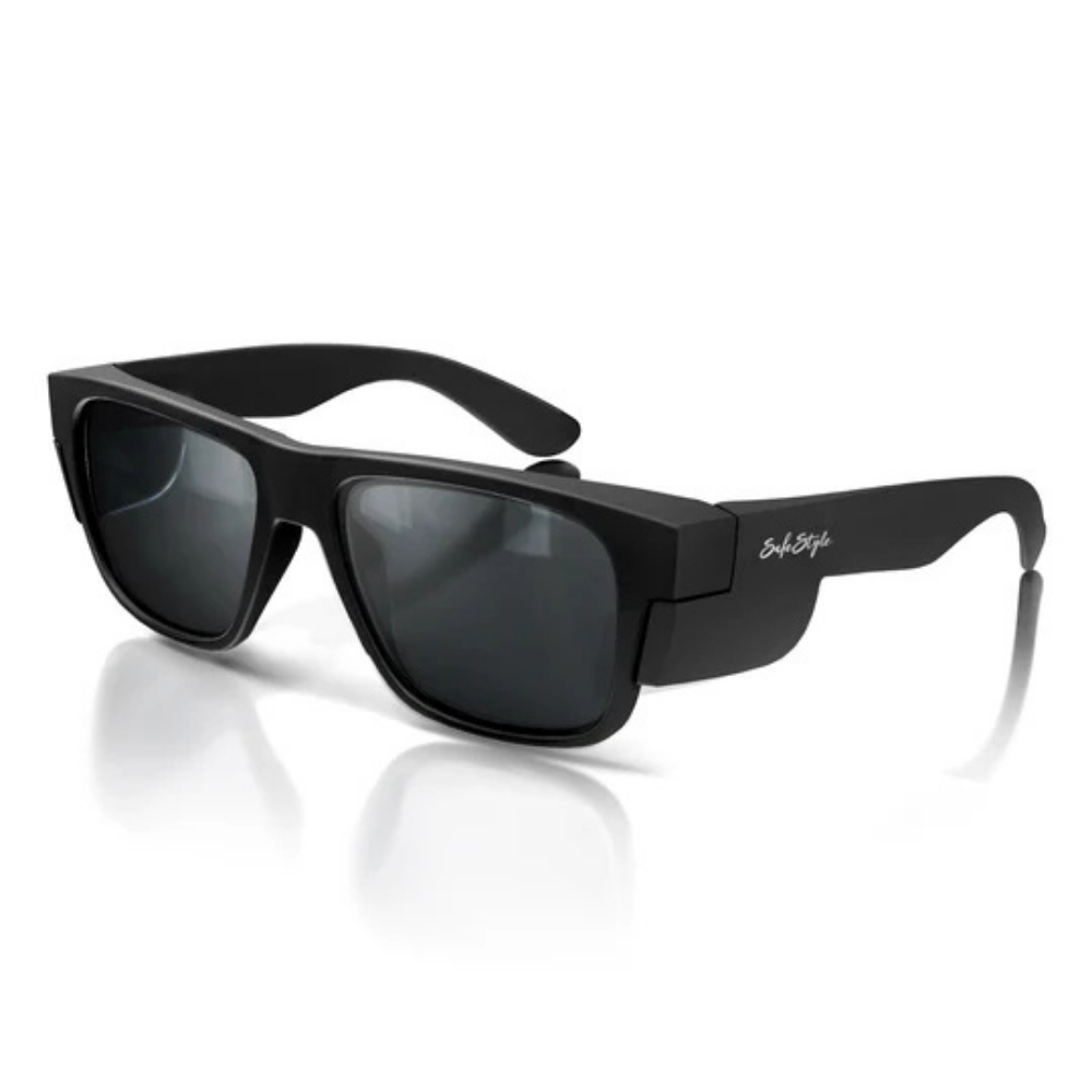 SafeStyle Fusions Matte Black Frame/Mirror Blue Polarised Safety Specs, PR