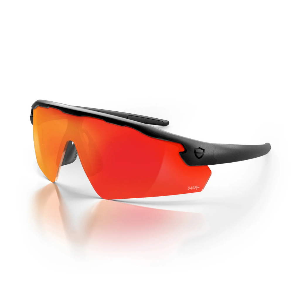 SafeStyle Phantoms Matte Black Frame/Reflectors Red Lens Safety Specs, PR