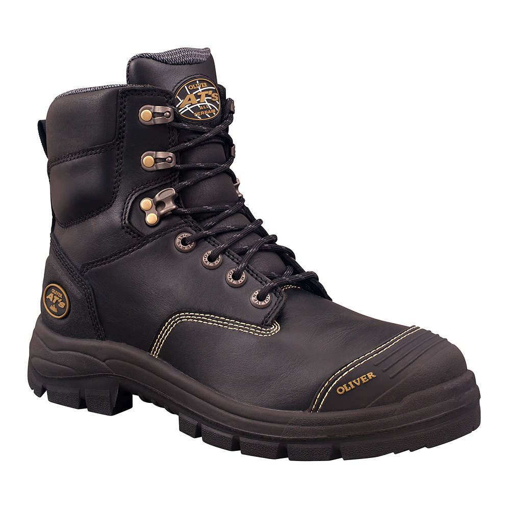 black lace up steel toe boots