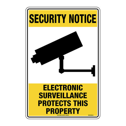 450x300mm - Metal - Security Notice Electronic Surveillance Protects This Property, EA