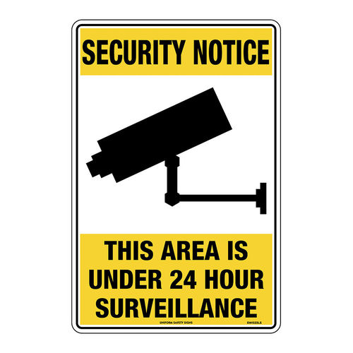 450x300mm - Mtl - Security Notice This Area Is Under 24 Hour Surveillance