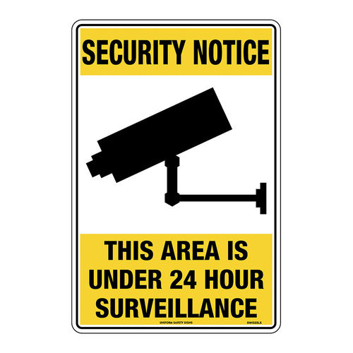 450x300mm - poly - Security Notice This Area Is Under 24 Hour Surveillance