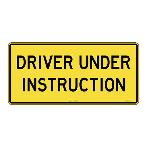 DRIVER UNDER INSTRUCTION YEL, 450X300, METAL, EA