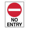 NO ENTRY, 600X450MM METAL RED ON WHITE, BLK TEXT