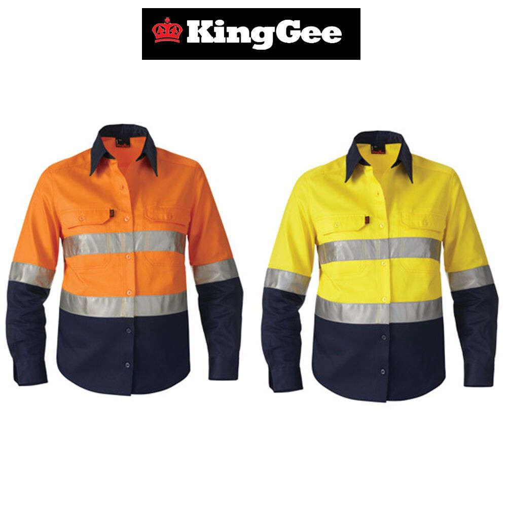 KingGee Women s Reflective Drill Shirt L S Ausworkwear Safety