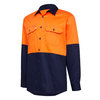 HARD YAKKA FOUNDATIONS HI VISIBILITY TWO TONE COTTON DRILL SHIRT