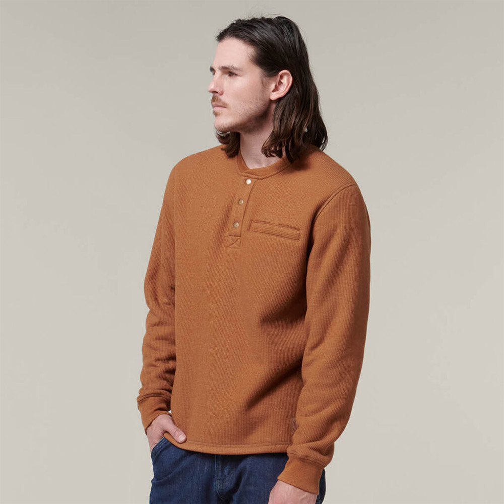 Stanley men's sherpa lined henley thermal shirt top