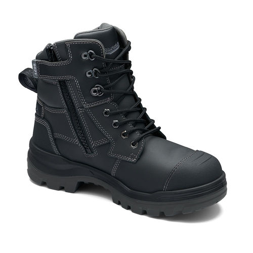 BLUNDSTONE #8071 ROTOFLEX WATER-RESISTANT PLATINUM LEATHER 150MM ZIP SIDED SAFETY BOOT