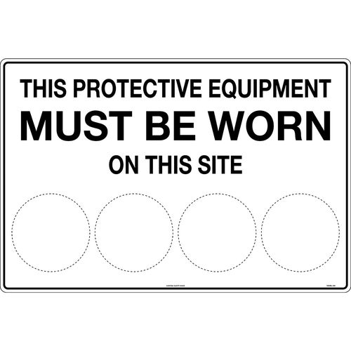 900x600mm - Corflute - This Protective Equipment Must be Worn on This Site (blank)