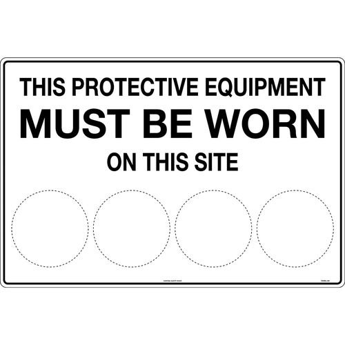 900x600mm - Metal - This Protective Equipment Must be Worn on This Site (blank)
