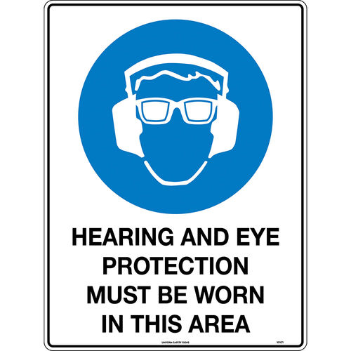 600x450mm - Metal - Hearing and Eye Protection Must be Worn in This Area