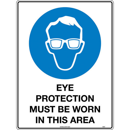 600x450mm - Metal, Class 1 Reflective - Eye Protection Must Be Worn In This Area