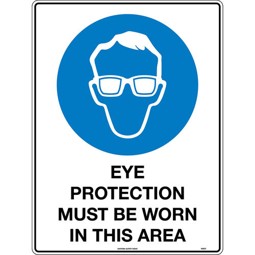 600x450mm - Metal, Class 2 Reflective - Eye Protection Must Be Worn In This Area