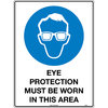 600x450mm - Metal, Class 2 Reflective - Eye Protection Must Be Worn In This Area