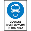 600x450mm - Metal - Goggles Must be Worn in This Area