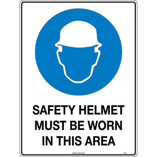 450x300mm - Metal - Safety Helmet Must be Worn in This Area
