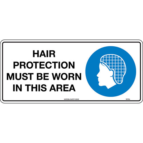 450x200mm - Metal - Hair Protection Must be Worn in This Area