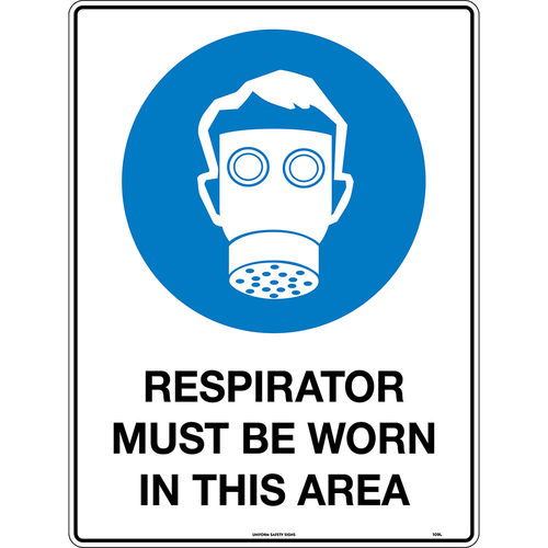 240x180mm - Self Adhesive - Respirator Must be Worn in This Area