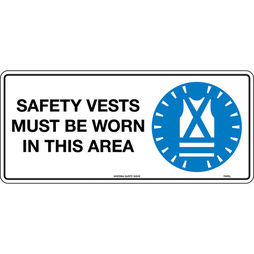 450x200mm - Poly - Safety Vests Must be Worn in This Area