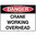 240x180mm - Self Adhesive - Danger Crane Working Overhead